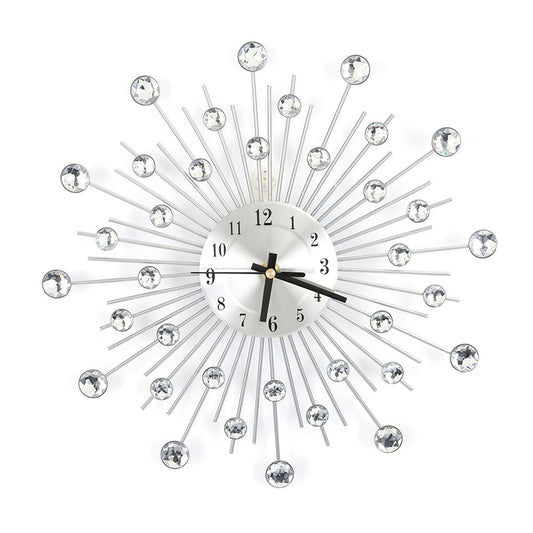 Fashion Luxury Diamond studded Metal Wall Clock Living Room Bedroom Decor